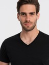 Ombre Clothing Tricou basic negru cu decolteu în V pentru bărbați Ombre Clothing