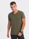 Ombre Clothing Tricou basic cu decolteu în V kaki pentru bărbați Ombre Clothing