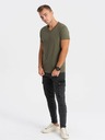 Ombre Clothing Tricou basic cu decolteu în V kaki pentru bărbați Ombre Clothing