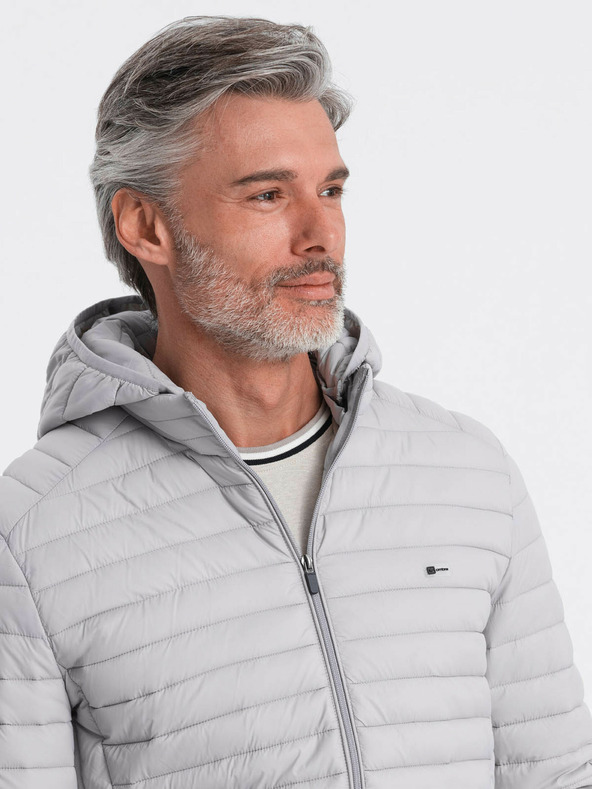 Ombre Clothing Jachetă ușoară matlasată gri deschis pentru bărbați Ombre Clothing