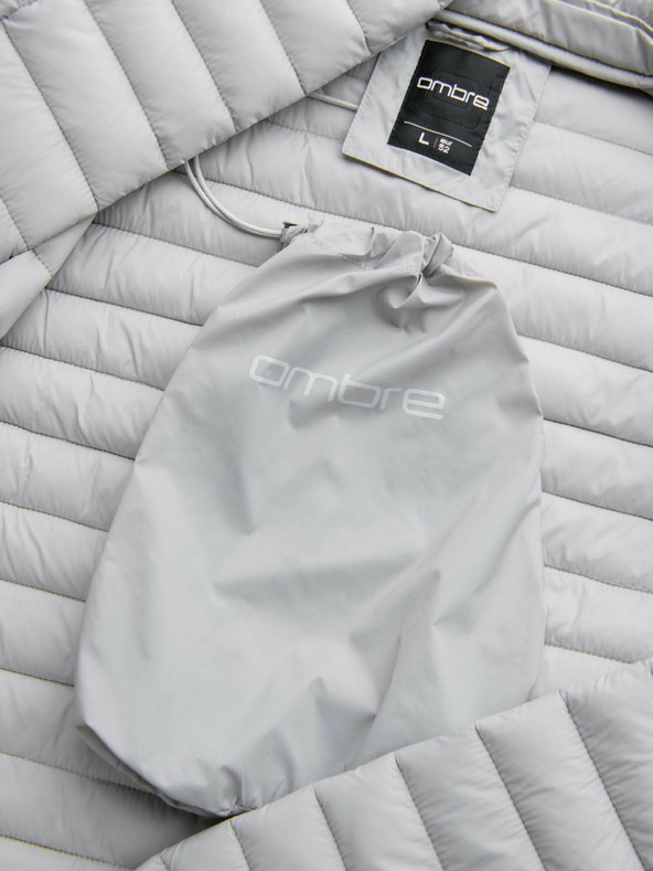 Ombre Clothing Jachetă ușoară matlasată gri deschis pentru bărbați Ombre Clothing