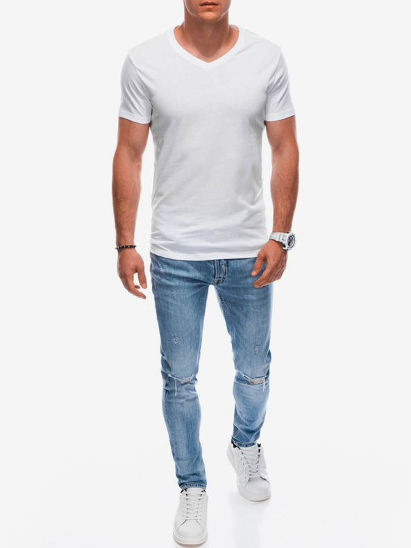 Edoti Tricou de bază alb pentru bărbați Edoti