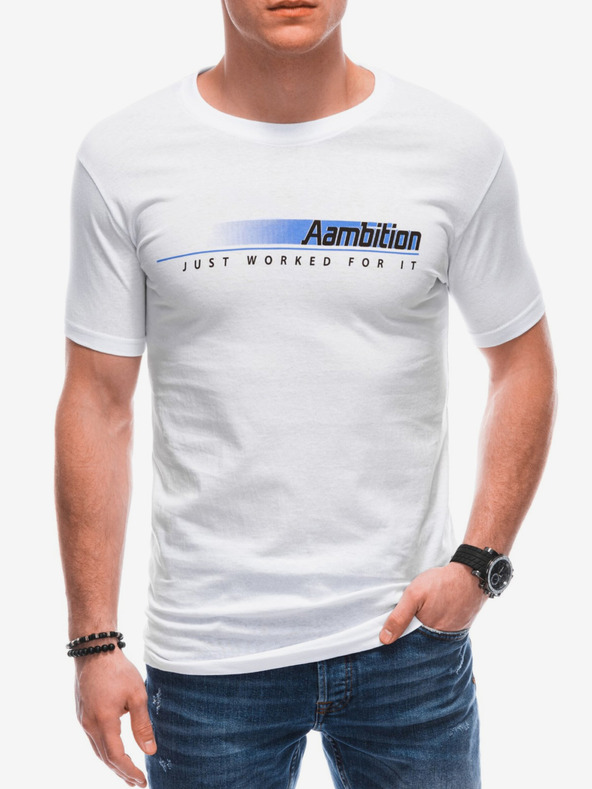 Edoti Tricou alb imprimat pentru bărbați Edoti