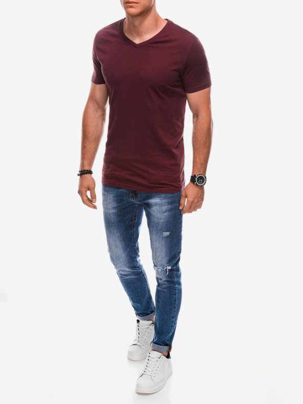 Edoti Tricou basic burgundy pentru bărbați Edoti