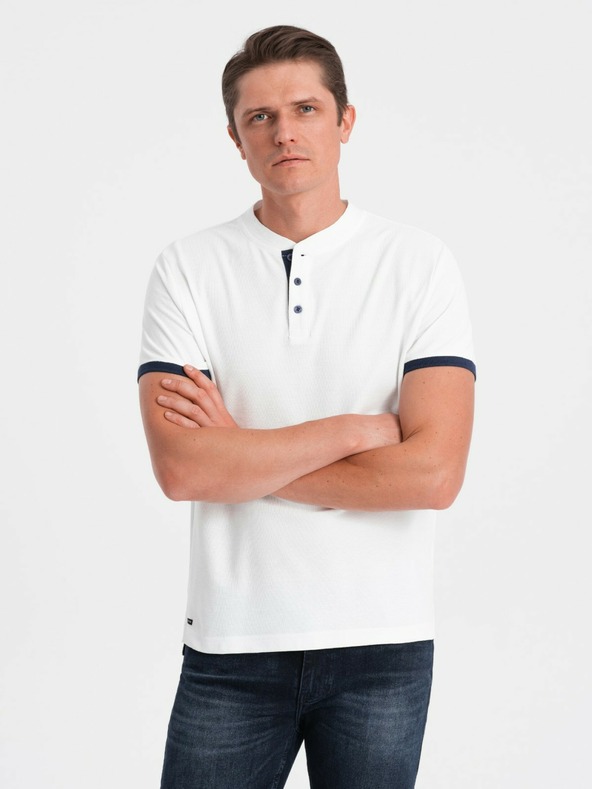 Ombre Clothing Tricou polo alb pentru bărbați Ombre Clothing