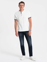 Ombre Clothing Tricou polo alb pentru bărbați Ombre Clothing