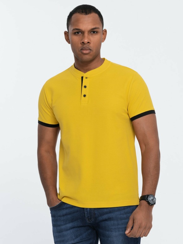 Ombre Clothing Tricou polo galben pentru bărbați Ombre Clothing