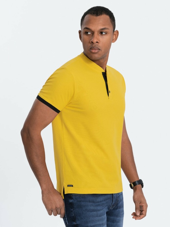 Ombre Clothing Tricou polo galben pentru bărbați Ombre Clothing