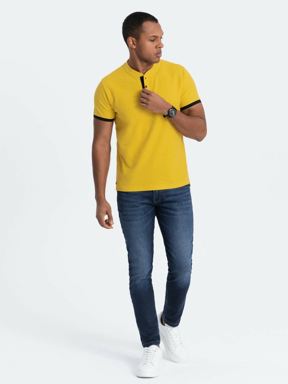 Ombre Clothing Tricou polo galben pentru bărbați Ombre Clothing