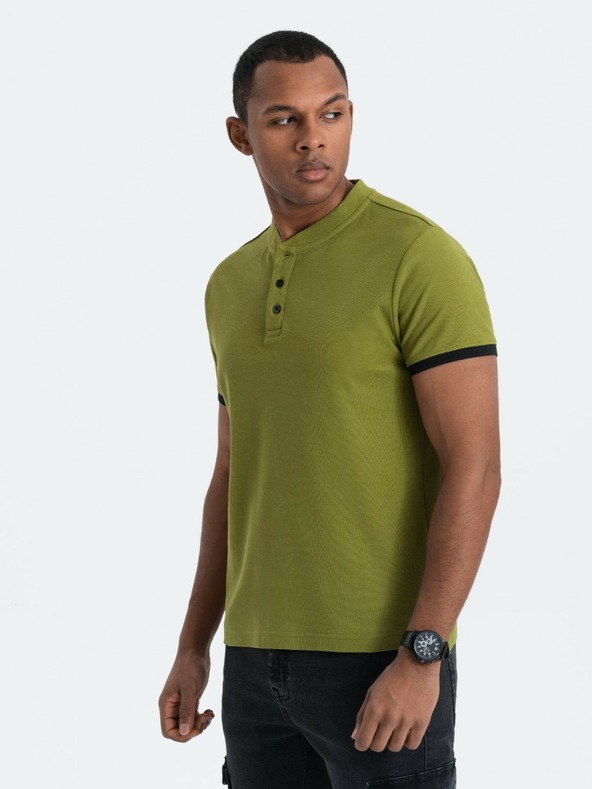 Ombre Clothing Tricou polo verde deschis pentru bărbați Ombre Clothing
