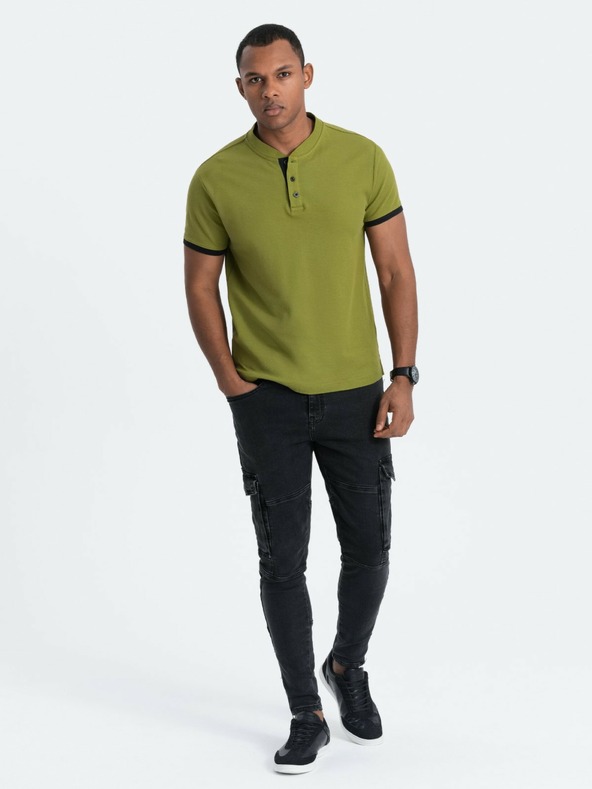 Ombre Clothing Tricou polo verde deschis pentru bărbați Ombre Clothing