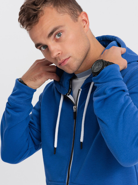 Ombre Clothing Hanorac cu fermoar albastru pentru bărbați Ombre Clothing