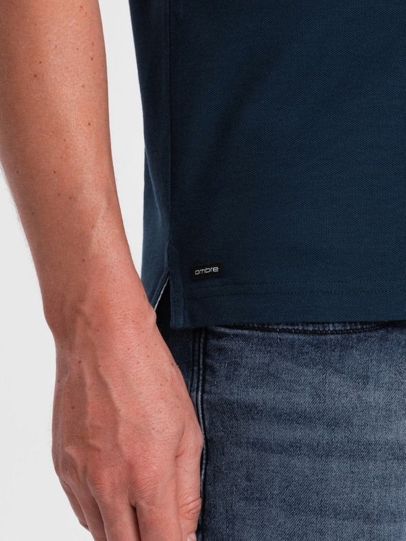 Ombre Clothing Tricou polo albastru închis pentru bărbați Ombre Clothing