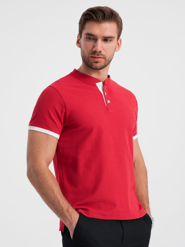Ombre Clothing Tricou polo roșu pentru bărbați Ombre Clothing