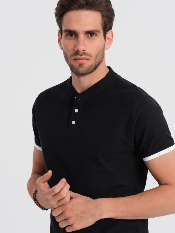 Ombre Clothing Tricou polo negru pentru bărbați Ombre Clothing
