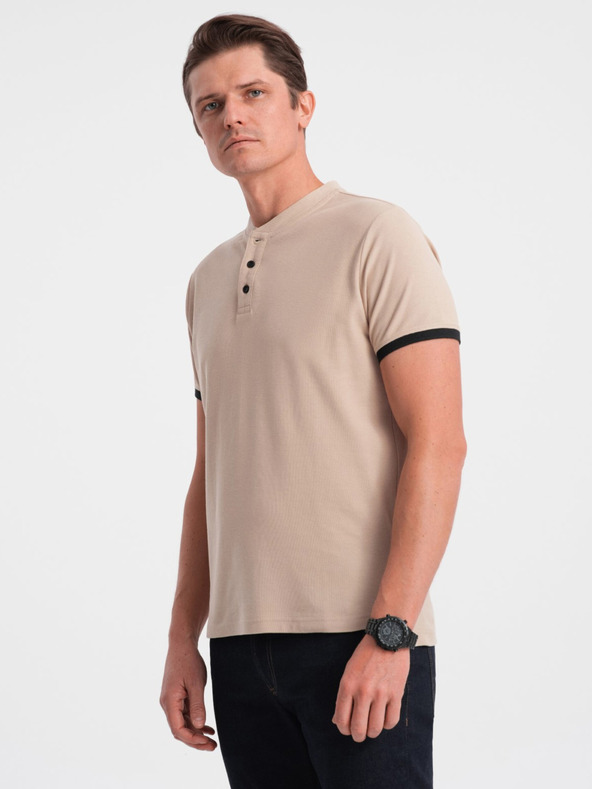 Ombre Clothing Tricou polo bej pentru bărbați Ombre Clothing