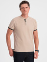 Ombre Clothing Tricou polo bej pentru bărbați Ombre Clothing