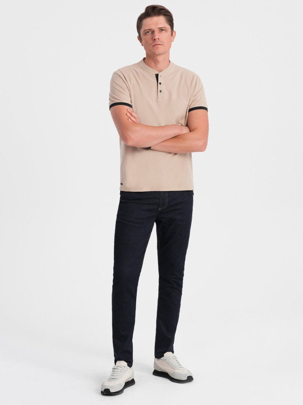 Ombre Clothing Tricou polo bej pentru bărbați Ombre Clothing