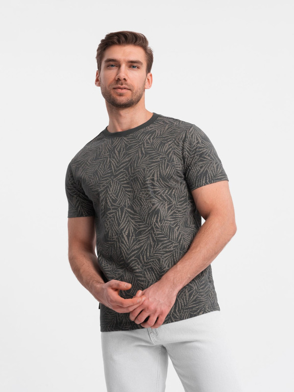 Ombre Clothing Tricou cu model pentru bărbați gri închis Îmbrăcăminte Ombre