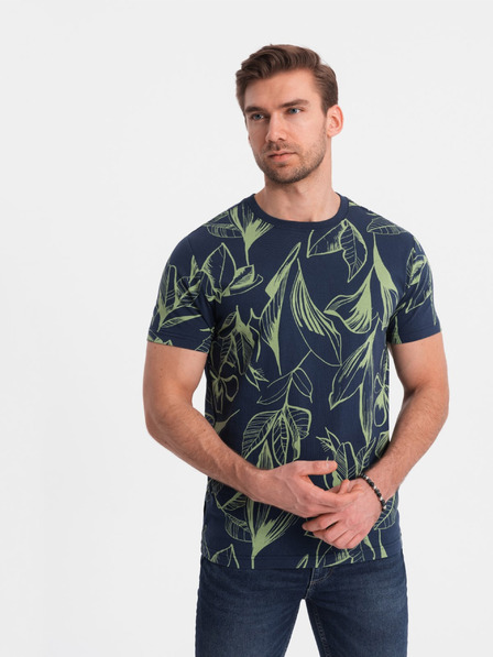 Ombre Clothing Tricou cu model verde și albastru pentru bărbați Ombre Clothing