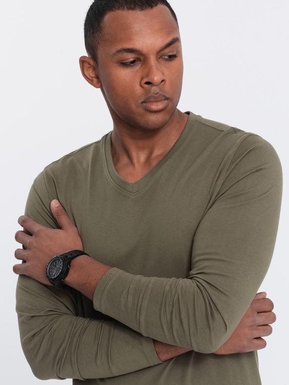 Ombre Clothing Tricou basic kaki pentru bărbați Ombre Clothing
