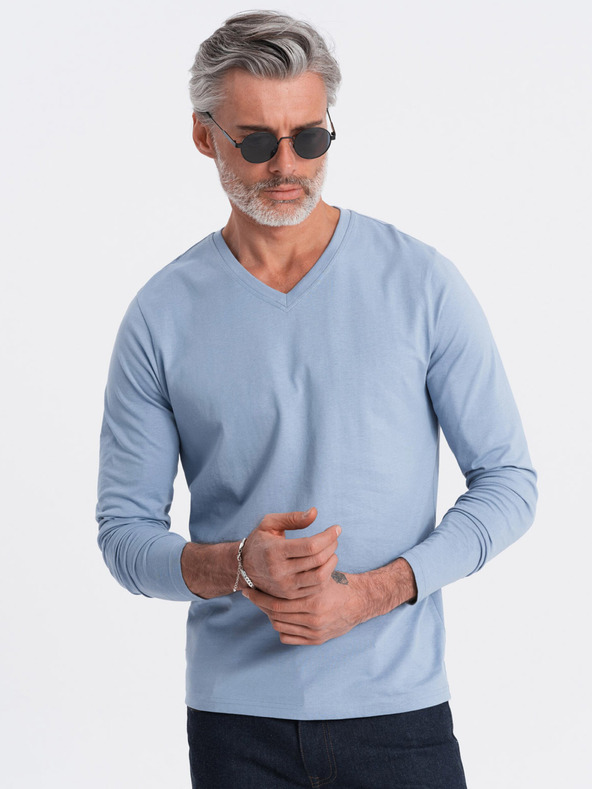 Ombre Clothing Tricou basic albastru deschis pentru bărbați Ombre Clothing
