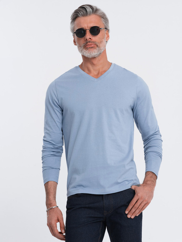 Ombre Clothing Tricou basic albastru deschis pentru bărbați Ombre Clothing