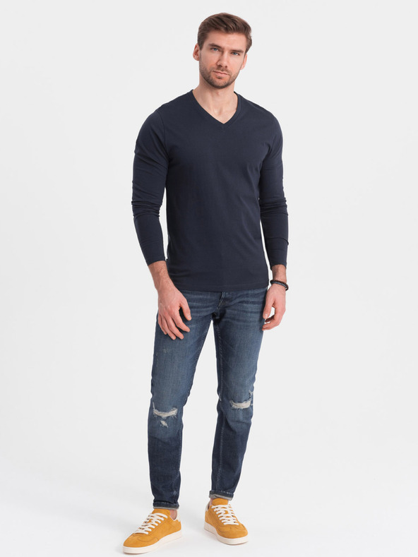 Ombre Clothing Tricou basic albastru închis pentru bărbați Ombre Clothing