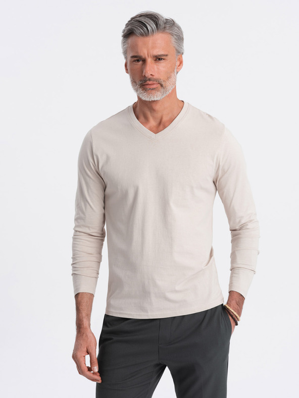 Ombre Clothing Tricou de bază bej pentru bărbați Ombre Clothing