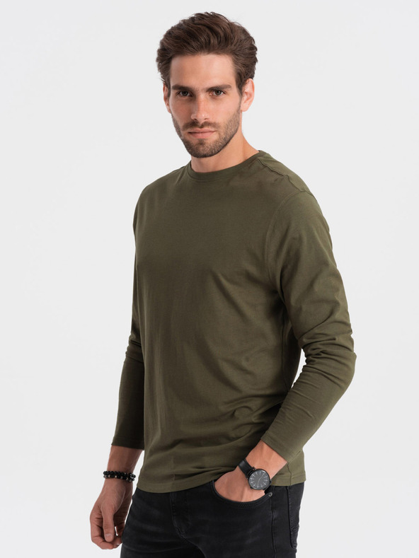 Ombre Clothing Tricou basic kaki pentru bărbați Ombre Clothing