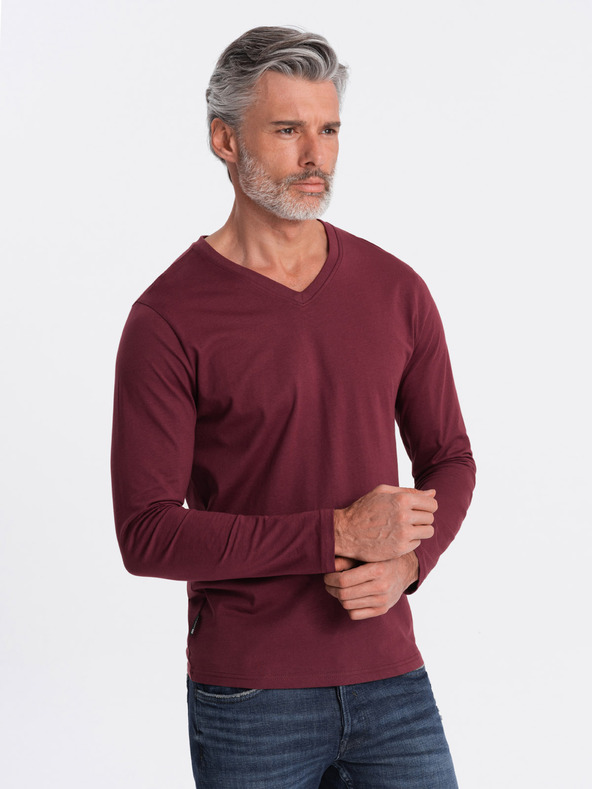 Ombre Clothing Tricou de bază burgundy pentru bărbați Ombre Clothing