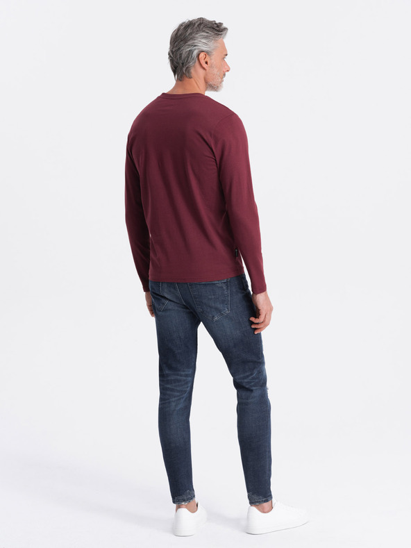 Ombre Clothing Tricou de bază burgundy pentru bărbați Ombre Clothing