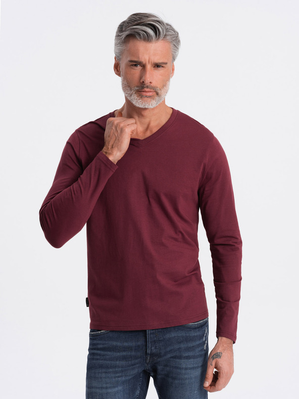 Ombre Clothing Tricou de bază burgundy pentru bărbați Ombre Clothing