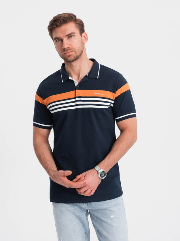 Ombre Clothing Tricou polo albastru închis pentru bărbați Ombre Clothing