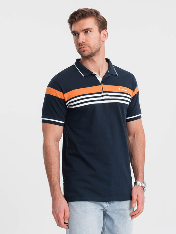 Ombre Clothing Tricou polo albastru închis pentru bărbați Ombre Clothing