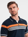 Ombre Clothing Tricou polo albastru închis pentru bărbați Ombre Clothing