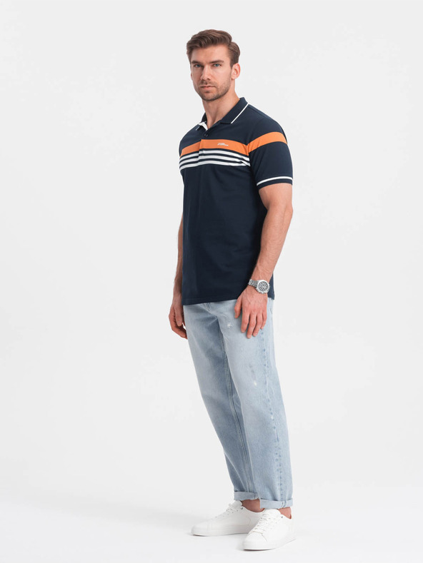 Ombre Clothing Tricou polo albastru închis pentru bărbați Ombre Clothing