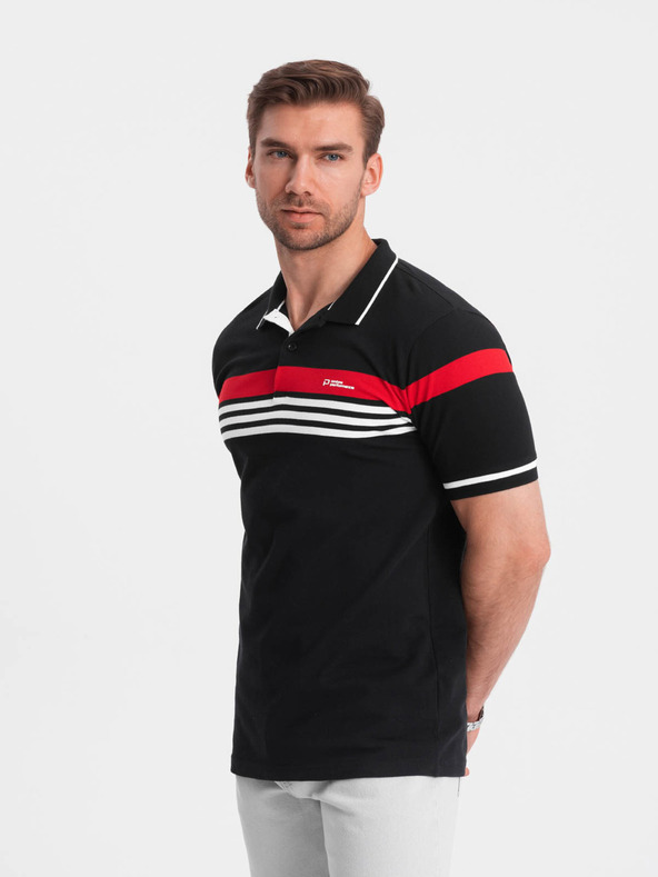 Ombre Clothing Tricou polo negru pentru bărbați Ombre Clothing