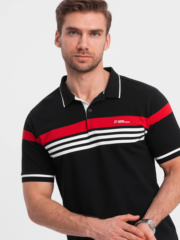 Ombre Clothing Tricou polo negru pentru bărbați Ombre Clothing