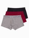 Ombre Clothing Set de trei boxeri bărbătești în culorile gri, burgundy și negru Ombre Clothing
