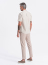Ombre Clothing Bluză cu mânecă scurtă crem pentru bărbați - Ombre Clothing