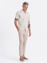 Ombre Clothing Bluză cu mânecă scurtă crem pentru bărbați - Ombre Clothing
