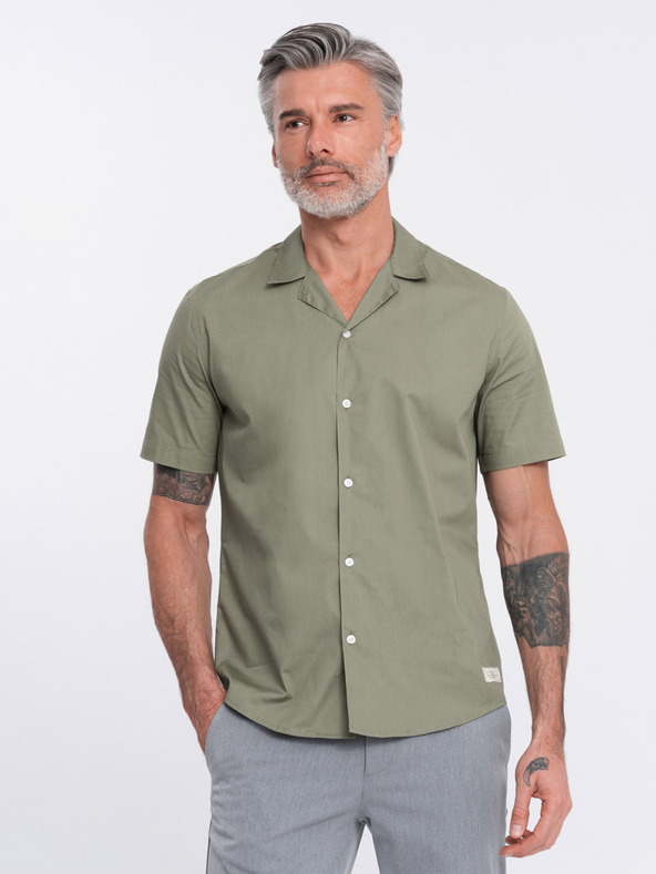 Ombre Clothing Cămașă cu mânecă scurtă kaki pentru bărbați Ombre Clothing