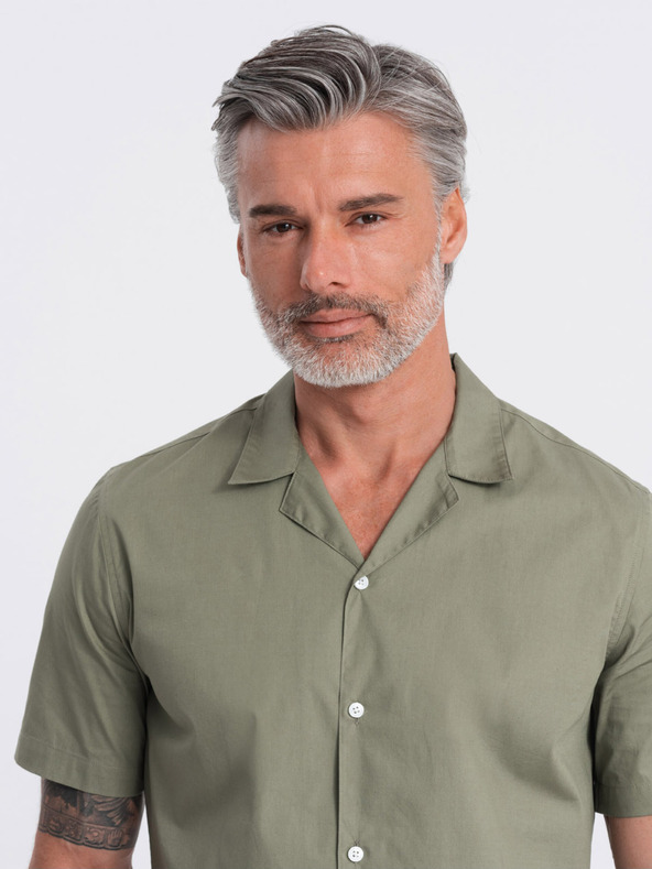 Ombre Clothing Cămașă cu mânecă scurtă kaki pentru bărbați Ombre Clothing