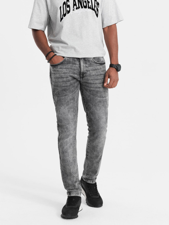 Ombre Clothing Blugi slim fit gri pentru bărbați Ombre Clothing