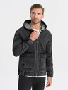 Ombre Clothing Jachetă din denim neagră pentru bărbați cu glugă Ombre Clothing