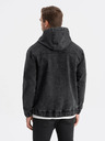 Ombre Clothing Jachetă din denim neagră pentru bărbați cu glugă Ombre Clothing