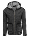 Ombre Clothing Jachetă din denim neagră pentru bărbați cu glugă Ombre Clothing