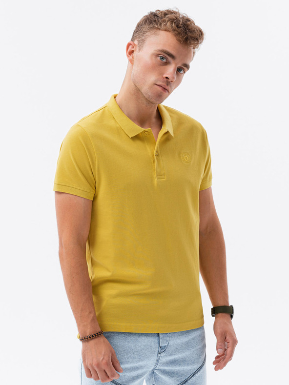 Ombre Clothing Tricou polo galben pentru bărbați Ombre Clothing