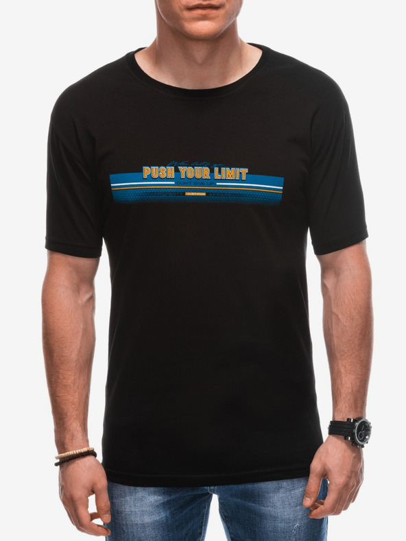 Edoti Tricou imprimat negru pentru bărbați Edoti